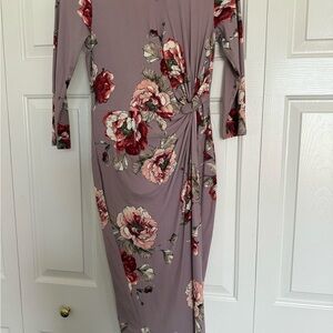 Nine Britton Mauve Floral Long Sleeve Dress